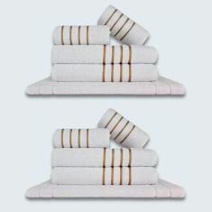 Jogo De Toalhas 10 P?s Cole??o Montreal 100% Algod?o Branco+branco