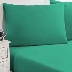 Jogo De Cama Malha Lençol 100% Algodão Gran Moratta 3 Peças Casal - Verde Jade