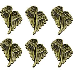 Kelendle 6 maçanetas de armário de asas conjunto de puxadores de gaveta de anjo maçanetas de cômoda maçanetas de porta de liga de zinco puxadores de armário puxadores de armário armário ferragens para