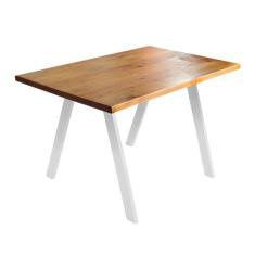 Mesa Retangular Leo Madeira Maciça C/ Pés Branco 1,20m - MAHARAECODESI