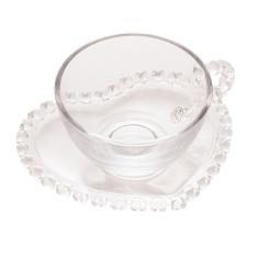 Xícara de Chá de Cristal com Pires Coração 170ml - Lyor