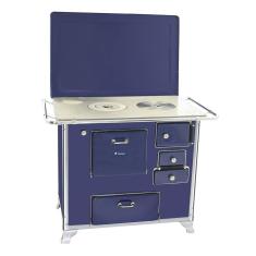 Fogão A Lenha Tradicional 02 Venâncio Gabinete Com Tampa Azul 2getaz