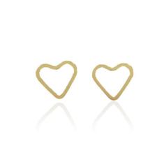 Brinco Médio Coração Vazado Banhado em Ouro 18k - Floratta Joias