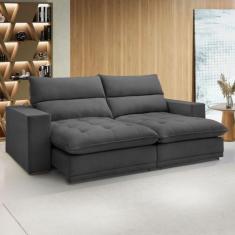 Sofá Retrátil e Reclinável Martinho 250cm Veludo Cinza  - Celflex, Cin