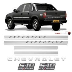 Kit Adesivos Faixas S10 Executive Preta Flex Power Vermelho - SPORTINO
