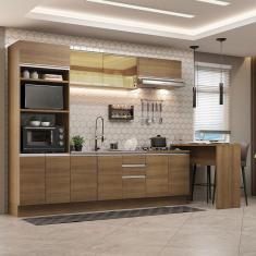Cozinha Completa Madesa Glamy 315001 com Armário e Balcão (Sem Tampo e Pia) - Rustic