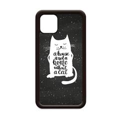 Capa Cat in Home com citação preta e branca para iPhone 11 Pro Max para Apple Mobile Case Shell