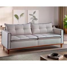 Sofá Living Luxo Adhara Fixo Borda Viva 2,00 M Zara Bege