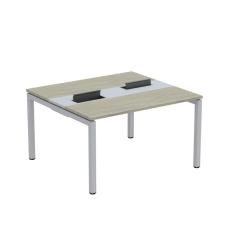 Mesa Plataforma Dupla com Pé de Aço para Coworking 130x120 Pdc13/12/2p Nogueira Casablanca/Cinza