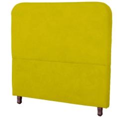 Cabeceira Casal Estofada Para Cama Box Lizza Veludo Cor Amarelo