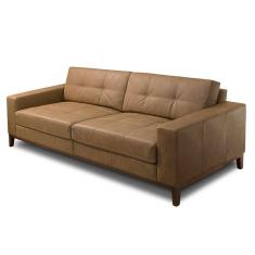 sofá 3 lugares barone molas ensacadas couro marrom 240 cm