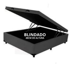 Cama Box Baú Casal Blindado com 48cm de altura total - Corino 