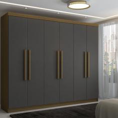 Guarda-Roupa Casal Império 6 Portas 2 Gavetas Nature/Alaska - Pnr Móveis