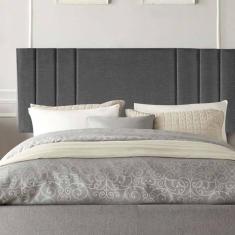 Painel Estofada Grécia 140cm Casal Para Cama Box Quarto Linho Cinza - Gat Magazine
