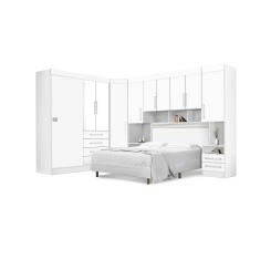 Dormitório Completo Georgia J&A Branco Para Cama Box 1,38M Casal