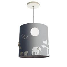 Lustre Infantil Pendente Safári 25X25 Cinza - Tom luz