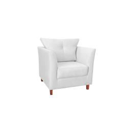 Poltrona Decorativa Isis Pés de Madeira Suede Branco