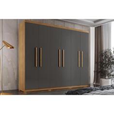 Guarda Roupa 6 Portas E 2 Gavetas c- Pés Espanha Naturale-grafite - Rufato