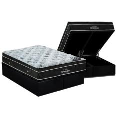 Cama Box Baú Queen: Colchão Molas Ortobom Nanolastic Exclusive + Base CRC Suede Black(158x198)