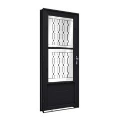 Porta De Aço De Giro Com Postigo E Grade Mosaico 215X90Cm Facilitá Lucasa Preto