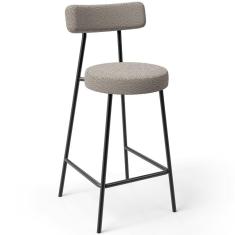 Banqueta Baixa Milão L02 Assento Poliéster Estrutura Aço Encosto Fixo Altura 60 cm Creme para Cozinha