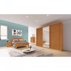 Guarda Roupa Casal Ripado Com Espelho 3 Portas 6 Gavetas Palissy Móveis Bettio