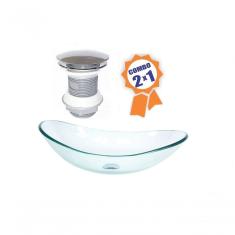 Cuba De Vidro Oval 55cm Jateado + Válvula Click