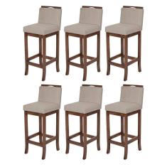 Kit 6 Banquetas Média Turim Madeira Capuccino Suede Bege CCS