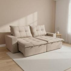 Sofá Retrátil e Reclinável 3 Lugares com Molas 200cm Safira Veludo - E