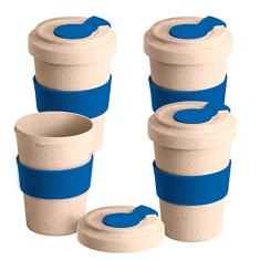 Kit 4x Copo Fibra de Bambu 500ml Ecologic TopGet Azul