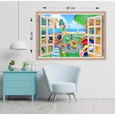 Adesivo de Parede Janela Animal Crossing Tamanho 90x60cm