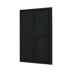 Porta de Alumínio Correr 210x120cm 3 Folhas Atlântica Preto