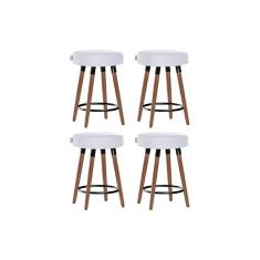 Kit 4 Bancos Moderno Pé Palito Roma Slim Branco 50cm