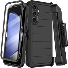 KECAI Capa para Samsung Galaxy S23 FE com clipe de cinto e suporte, protetor de tela integrado, proteção contra quedas resistente à prova de choque de grau militar, capa de telefone robusta de corpo