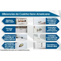 Cozinha Completa Americana 3 Peças (2 Armários + 1 Paneleiro) CPT07 Branco - Henn