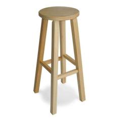 Banqueta Alta Hardman Madeira Natural Assento Redondo - Hardman Móveis
