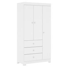 Guarda Roupa Infantil 99cm 3 Portas 3 Gavetas Duda Branco - Phoenix - 