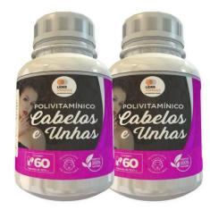 Polivitamínico Cabelos E Unhas 500Mg 60 Cáps Kit Com 2 Potes - Flora V