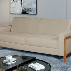 Sofá Living 216cm Veludo com Molas e Pés em Madeira Tokio - DECOR LAR