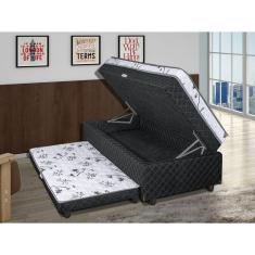 Cama box baú solteiro Conjugado Molas Solteiro com Auxiliar 088 x 188cm - Poliester