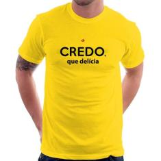 Camiseta Credo, que delícia - Foca na Moda, Amarelo, G