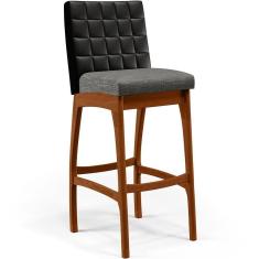 Banqueta Alta Cozinha B04 Preto Cinza Escuro