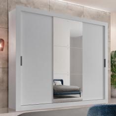 Guarda Roupa Casal MDF com Espelho 3 Portas de Correr Gênesis Espresso