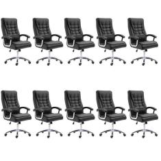 Kit 10 Cadeiras Big Mola Ensacada Escritório Pres Giratória em Couro com Nr17 Espresso Móveis Preto