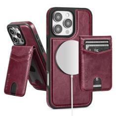 SkyEagle Capa carteira removível 2 em 1 para iPhone 16 Pro da Magsafe com porta-cartões para mulheres e homens, compartimento de crédito com bloqueio de RFID magnético de couro PU, para Apple 16 Pro