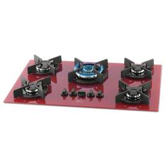 Cooktop a Gás Fischer Infinity, Rouge, 26298-62471, 5 Bocas, Mesa Vidro, Bivolt