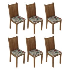 Kit 6 Cadeiras 4290 Madesa Rustic/floral Hibiscos