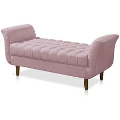 Recamier Calçadeira Decorativo Quarto Closset 150cm Grecia Suede Rosa Claro - LM DECOR