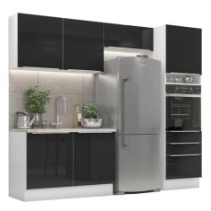 Cozinha Completa Madesa Lux 260005 com Armário e Balcão - Branco/preto