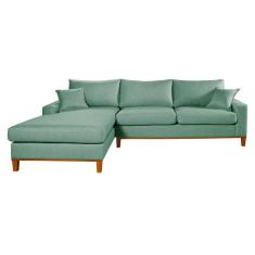 Sofa Living California 4 Lugares Chaise Lado Esquerdo Revestido Linho Base Madeira